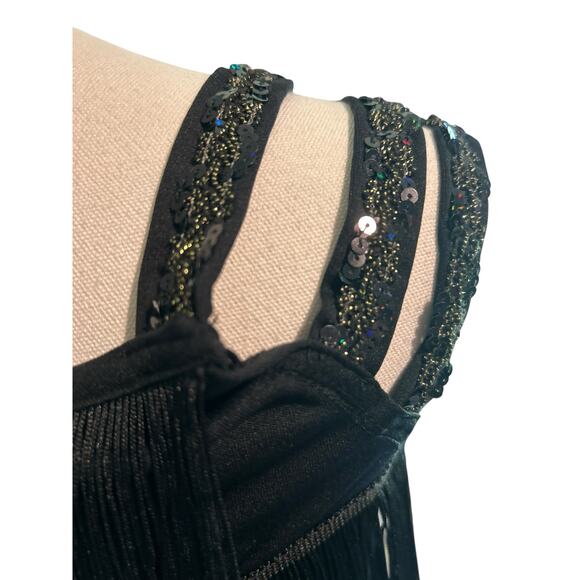 Flapper Dress Black Fringe Costume Great Gatsby Prom Party Cosplay Homecoming - Picture 3 of 8